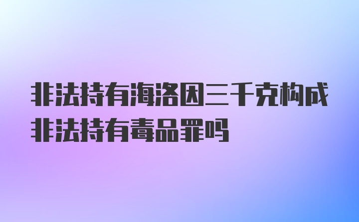 非法持有海洛因三千克构成非法持有毒品罪吗