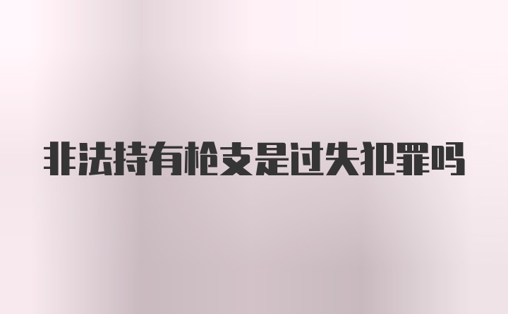 非法持有枪支是过失犯罪吗