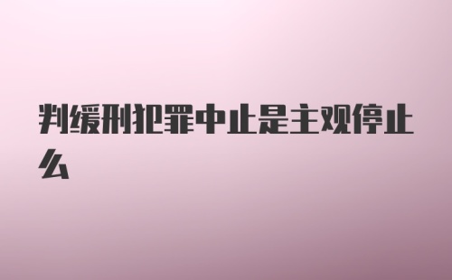 判缓刑犯罪中止是主观停止么