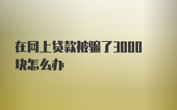 在网上贷款被骗了3000块怎么办