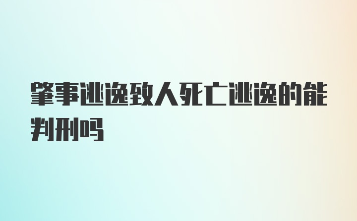 肇事逃逸致人死亡逃逸的能判刑吗