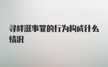 寻衅滋事罪的行为构成什么情况