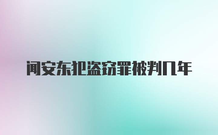 闻安东犯盗窃罪被判几年