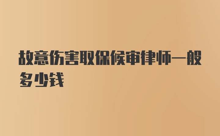 故意伤害取保候审律师一般多少钱