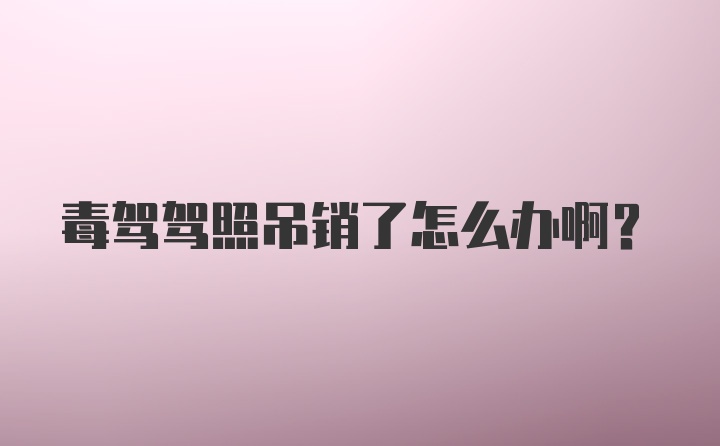 毒驾驾照吊销了怎么办啊？