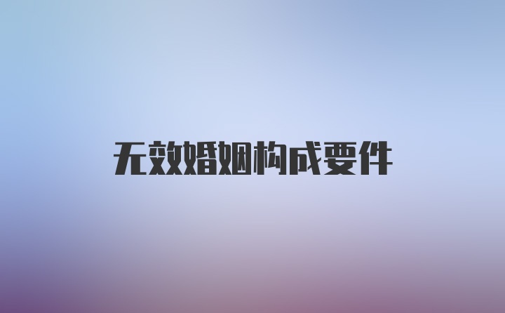 无效婚姻构成要件