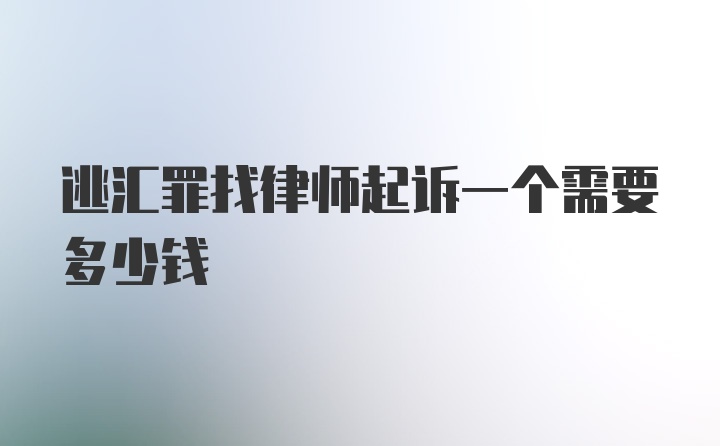 逃汇罪找律师起诉一个需要多少钱