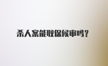 杀人案能取保候审吗？