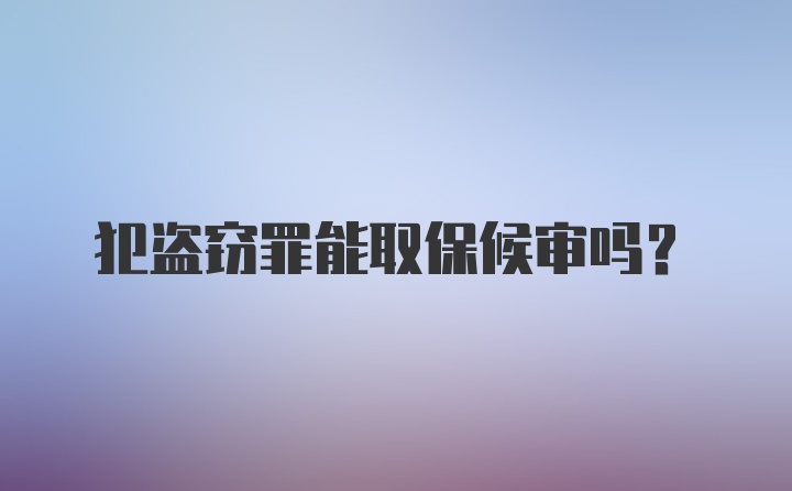 犯盗窃罪能取保候审吗？