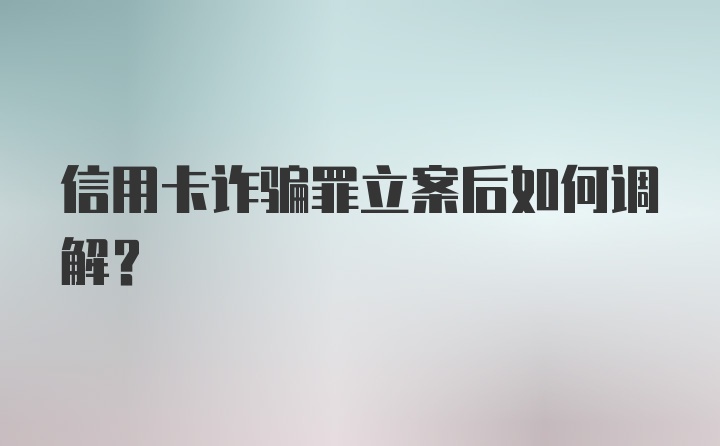 信用卡诈骗罪立案后如何调解？