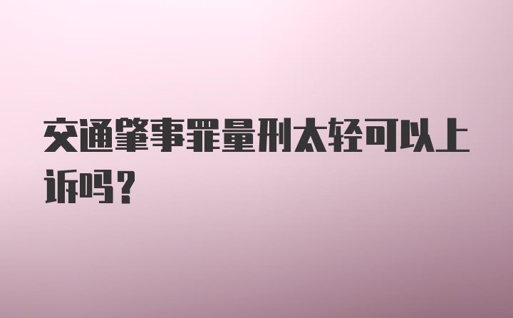 交通肇事罪量刑太轻可以上诉吗？