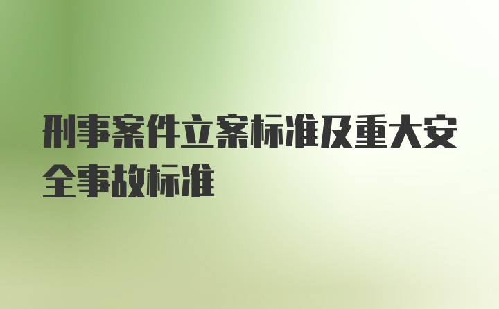 刑事案件立案标准及重大安全事故标准