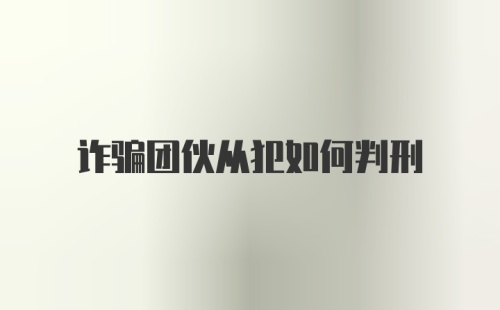 诈骗团伙从犯如何判刑