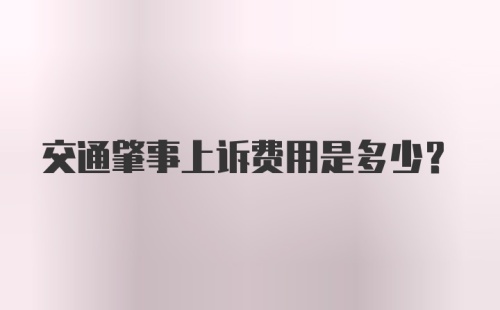 交通肇事上诉费用是多少?