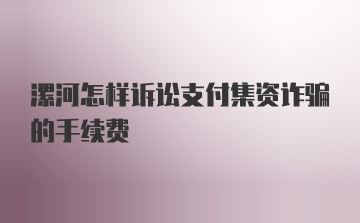 漯河怎样诉讼支付集资诈骗的手续费