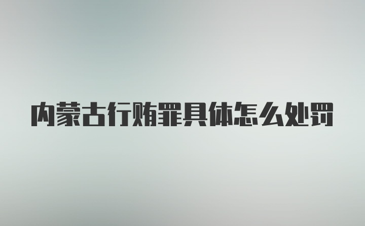 内蒙古行贿罪具体怎么处罚