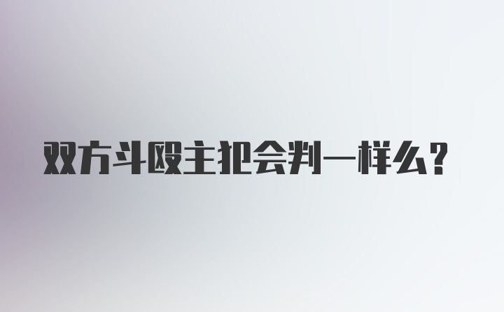 双方斗殴主犯会判一样么?