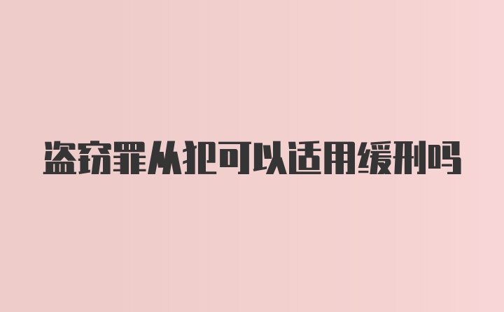 盗窃罪从犯可以适用缓刑吗