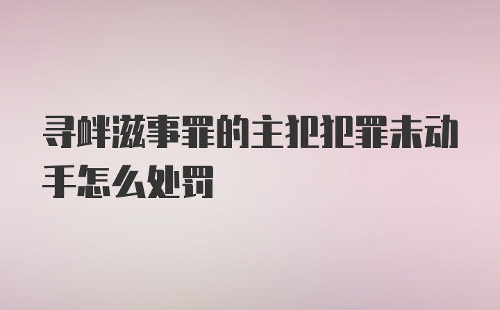 寻衅滋事罪的主犯犯罪未动手怎么处罚