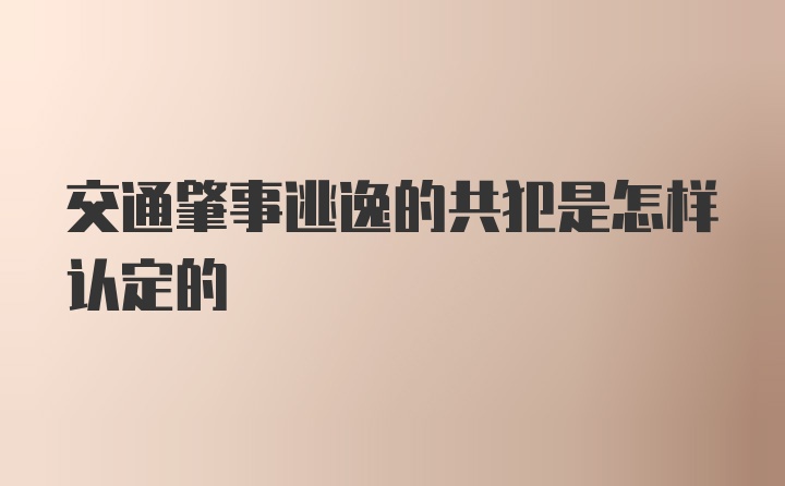 交通肇事逃逸的共犯是怎样认定的