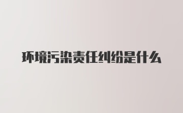 环境污染责任纠纷是什么