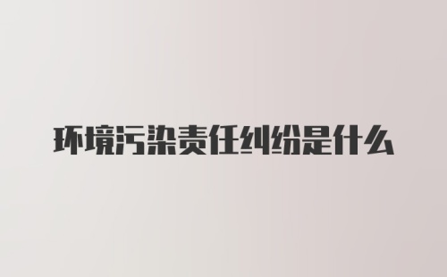 环境污染责任纠纷是什么