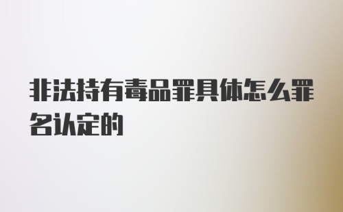 非法持有毒品罪具体怎么罪名认定的