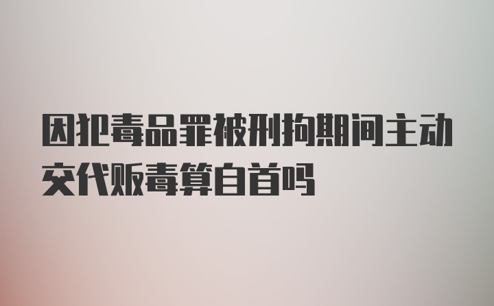 因犯毒品罪被刑拘期间主动交代贩毒算自首吗