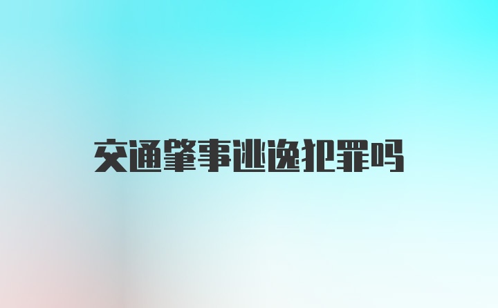 交通肇事逃逸犯罪吗