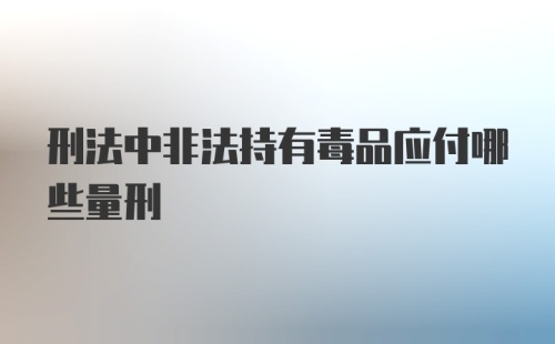 刑法中非法持有毒品应付哪些量刑