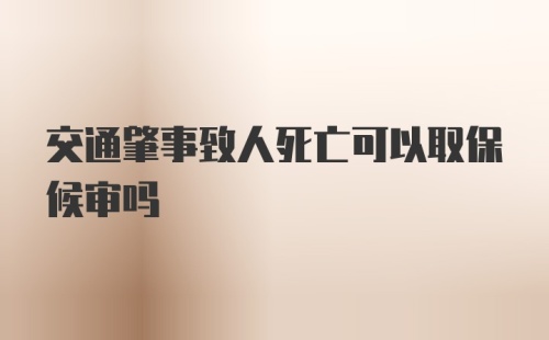 交通肇事致人死亡可以取保候审吗