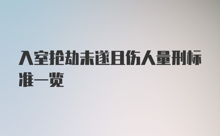 入室抢劫未遂且伤人量刑标准一览