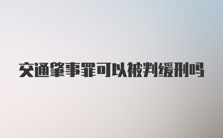 交通肇事罪可以被判缓刑吗