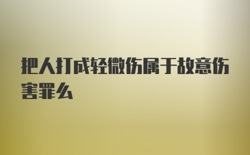 把人打成轻微伤属于故意伤害罪么