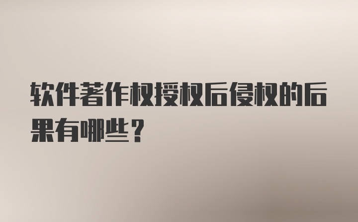 软件著作权授权后侵权的后果有哪些？