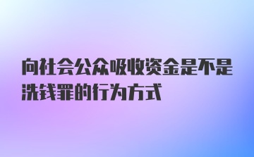 向社会公众吸收资金是不是洗钱罪的行为方式