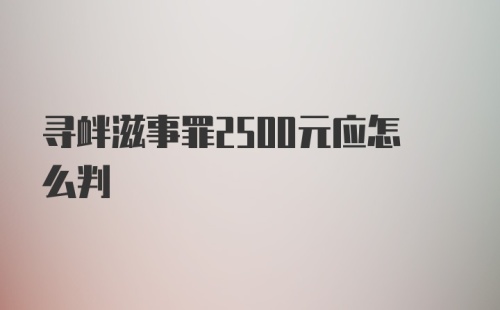 寻衅滋事罪2500元应怎么判