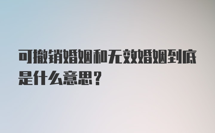 可撤销婚姻和无效婚姻到底是什么意思？