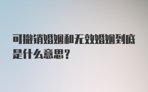 可撤销婚姻和无效婚姻到底是什么意思？