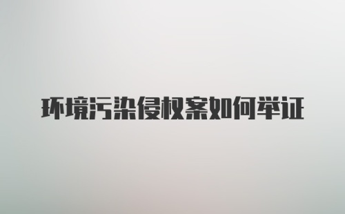 环境污染侵权案如何举证