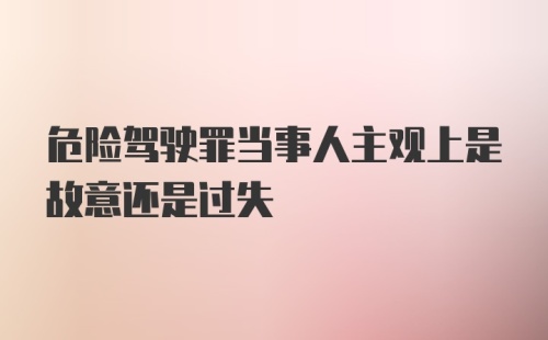 危险驾驶罪当事人主观上是故意还是过失