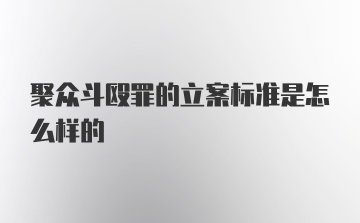 聚众斗殴罪的立案标准是怎么样的