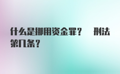 什么是挪用资金罪? 刑法第几条?