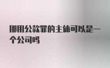 挪用公款罪的主体可以是一个公司吗