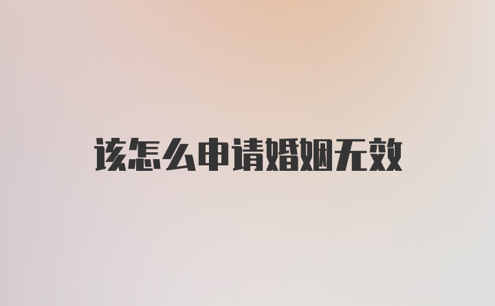 该怎么申请婚姻无效