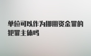 单位可以作为挪用资金罪的犯罪主体吗