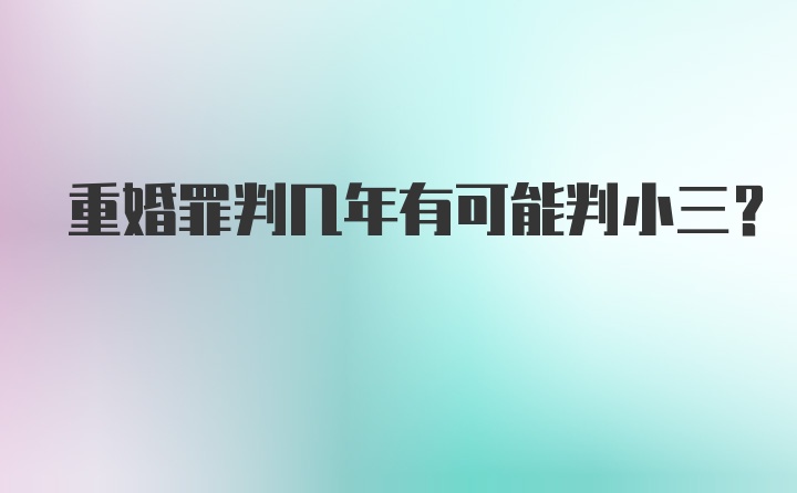 重婚罪判几年有可能判小三？