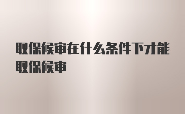 取保候审在什么条件下才能取保候审