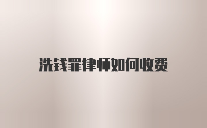 洗钱罪律师如何收费