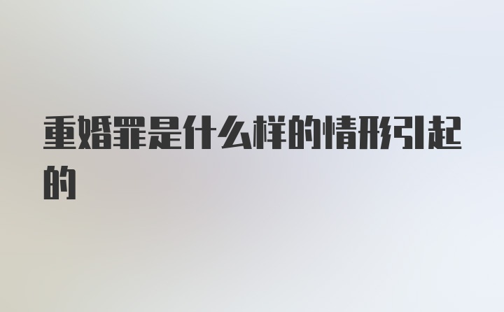 重婚罪是什么样的情形引起的